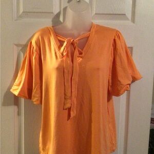 Women's Orange Tie-Front Top